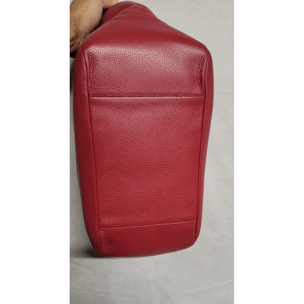 Red Pebble Grain Leather Dual Handle Coach Handbag W Zipper Closure J1321 F23284